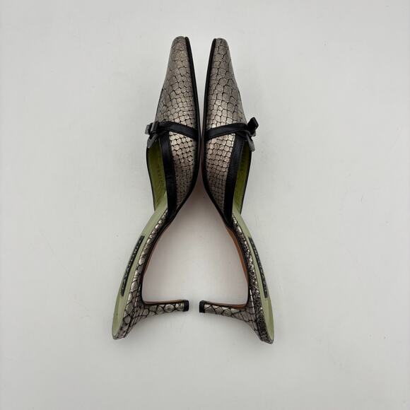 Cavallini Italy Adriana Snake Point Toe Kitten Heels Mules Women's 7B Y2K - Picture 7 of 12
